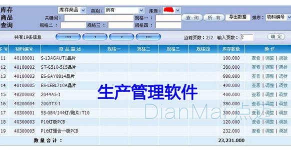 生產管理軟件表格圖
