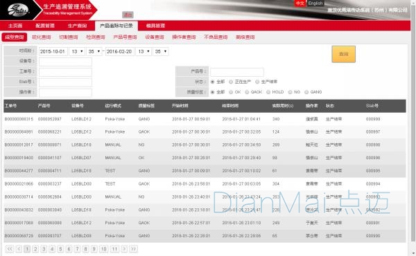 成型數(shù)據(jù)查詢界面