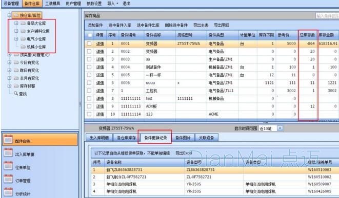 備品備件管理軟件界面